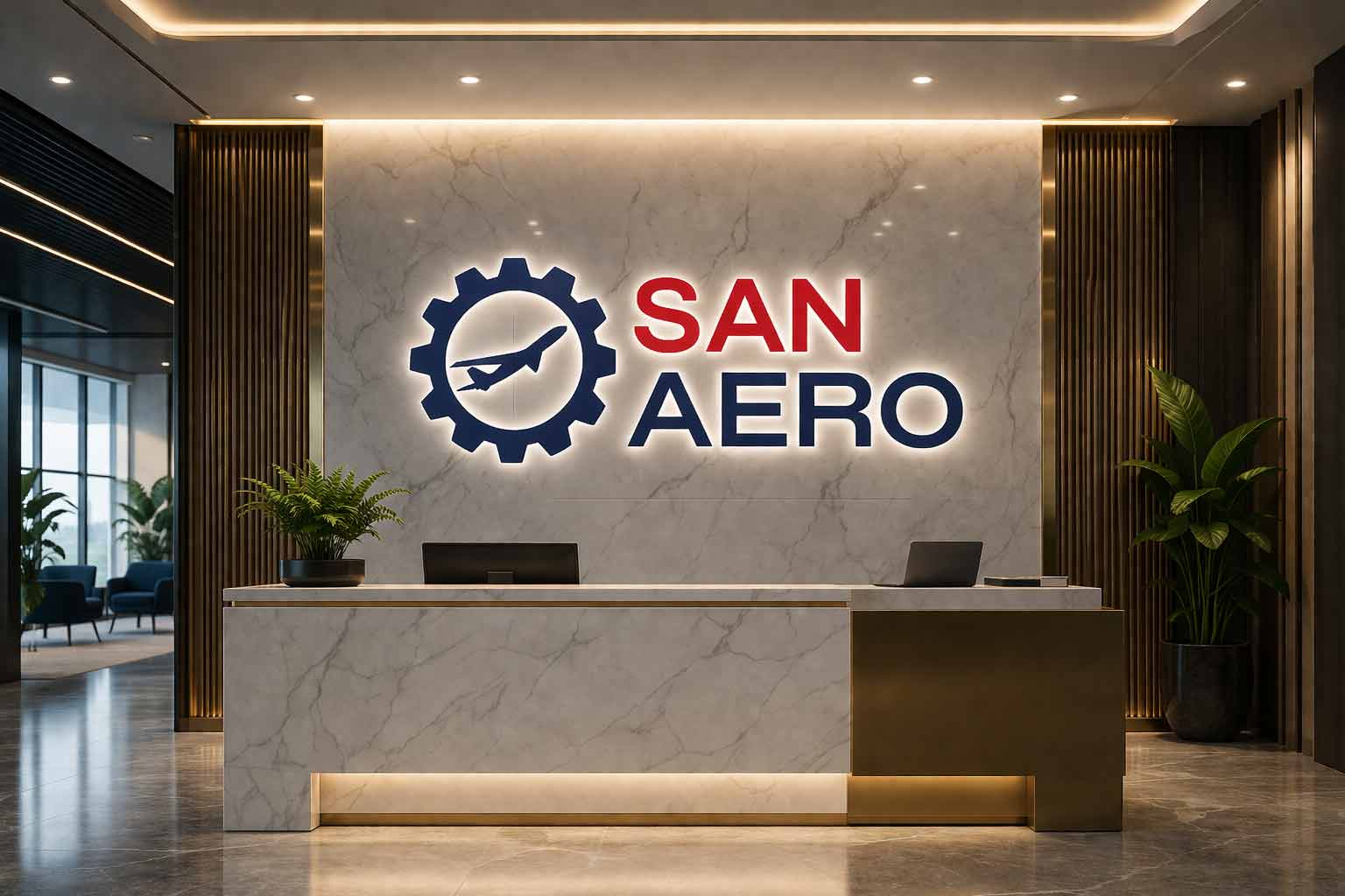San Aero rebrand: the original SANAUTO logo evolved into the new aerospace identity