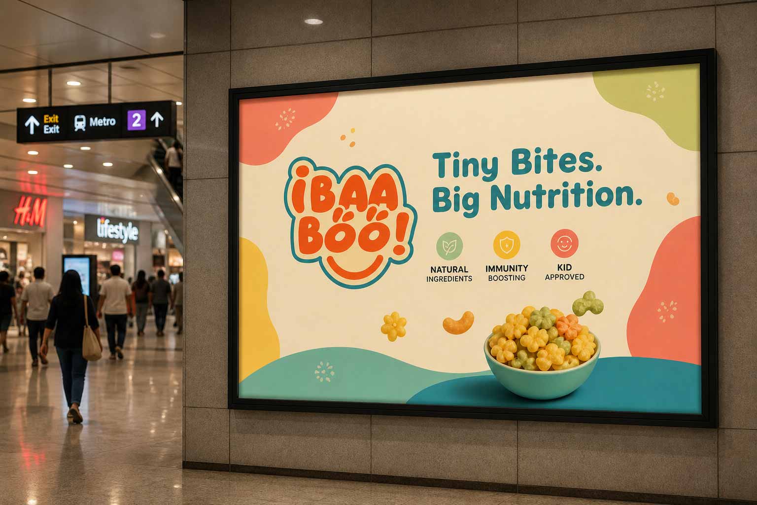 Ibaa-boo outdoor mall advertising hoarding design by First Branding Agency