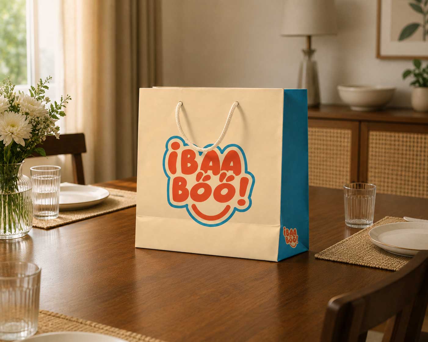 Ibaa-boo branded paper bag packaging designed by First Branding Agency