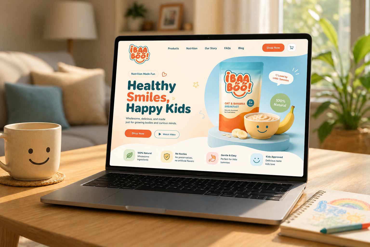 Ibaa-boo website design for kids nutrition brand by First Branding Agency